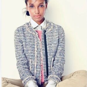 J Crew Tweed Fringe Jacket